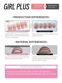 GIRL PLUS 10入組假甲,3d交叉和魔鏡粉色美甲貼,適合女性日常佩戴 - 彩色 - 查看 8