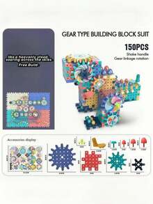 1入中等尺寸的可變形積木教育玩具,適用於兒童（坦克恐龍積木,齒輪驅動手工風車積木） - 彩色 - 查看 5