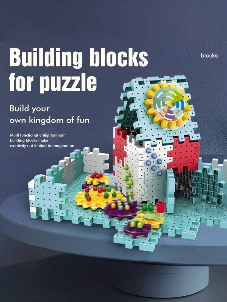 1入中等尺寸的可變形積木教育玩具,適用於兒童（坦克恐龍積木,齒輪驅動手工風車積木）