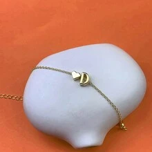 字母迷你愛心細鏈手鐲,簡約時尚手鏈飾品送禮生日禮物 - D - 查看 3