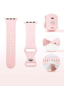 二合一表带和表壳套装，粉色柔软舒适硅胶运动表带，超薄钢化玻璃屏幕保护膜，兼容 Series Ultra/SE/11/10/9/8/7/6/5/4/3/2/1，兼容 表带 38/40/41/42/44/45/46/49 毫米 - 玫瑰粉 - 查看 3