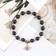 ZZLTAWS Vòng tay hạt đá mắt mèo, phù hợp cho phụ nữ - mắt ác - Xem 5