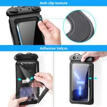 FONKEN 1個白色通用雙鉤防水袋水下透明手機盒觸屏干袋,配有頸掛繩,適用於6.7英寸以下的手機