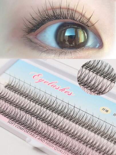 1 Box Fishtail Segmented Style Eyelashes, With Longer Curls C Personal DIY Natural Eyelashes For Everyday Use