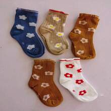 5 pares de calcetines de media caña con encaje para niños, colores surtidos, calcetines para bebés y niños pequeños, otoño e invierno