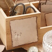 60張復古燃燒風黏貼式記事本,復古植物蝴蝶自黏便條,適用於學校辦公室用品筆記本 - 彩色 - 查看 7