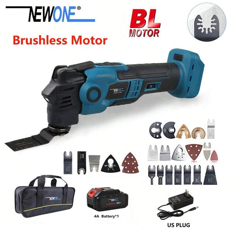 Newone 18v無刷多功能快換振動工具多功能防震,兼容4000mah電池和美國充電包裝在袋子中 - 藏蓝色 - 查看 1