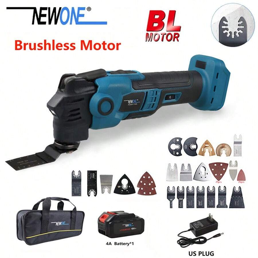 Newone 18v無刷多功能快換振動工具多功能防震,兼容4000mah電池和美國充電包裝在袋子中 - 藏蓝色 - 查看 1