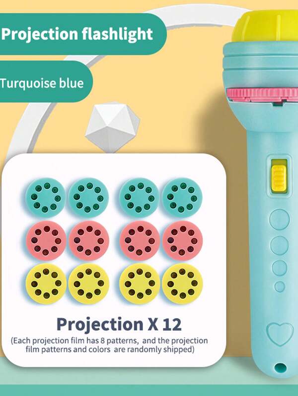 Projection Flashlight [12 Slides With 96 Random Patterns] - Image Projection / Early Education Play / Rapidly Switching Images By Rotating Slides / Parent-Child Interaction / Easy To Play