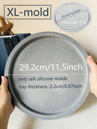 1 件大号圆形水泥托盘模具 DIY 家居储物托盘水磨石硅胶模具北欧风格混凝土花盆底座石膏托盘树脂模具