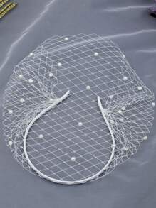 One Piece White Pearl Bridal Birdcage Veil, Charming Bride's Hat, Women's Mask, Wedding Headband, Suitable For Weddings, Proms, Banquets, Birthdays, Etc. Fall Clothes For Women