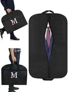 可攜式字母印花可折疊儲物袋，旅行手提袋完美的衣物袋，40"防塵衣物罩防水衣服防塵罩手提袋外套婚紗禮服套裝保護套，便於旅行、聚會、商務旅行、掛衣服套裝衣服包，適用於西裝、外套、T恤、夾克、學校組織袋、老師收納袋 - 黑色 - 查看 14