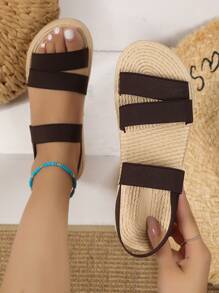 Dép đế bằng thiết kế co giãn kiểu dáng du lịch cho nữ, thoải mái, thích hợp sử dụng ngoài trời vào mùa xuân và mùa hè - màu nâu - Xem 4