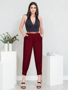 Women Pants - 酒紅色 - 查看 1