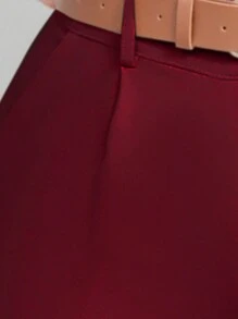 Women Pants - 酒紅色 - 查看 3