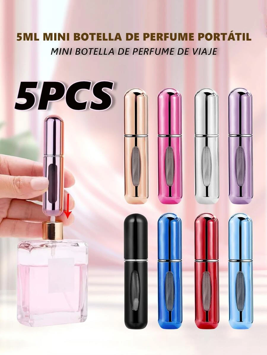 10 Piezas Atomizador Perfume Recargable, 5ml Mini Portátil para Viajes, Botellas Vacías con Ventana, Atomizador de Fragancia de Viaje Rellenable, Atomizador para Viajes, Salidas, Bolsos - Beis - Ver 1