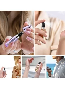 10 Piezas Atomizador Perfume Recargable, 5ml Mini Portátil para Viajes, Botellas Vacías con Ventana, Atomizador de Fragancia de Viaje Rellenable, Atomizador para Viajes, Salidas, Bolsos - Beis - Ver 2