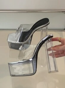 Gợi cảm Cao gót Giày dép , Trang trí pha lê , Chóp giầy hình vuông , Phổ biến nhất Phong cách đường phố , Linh hoạt Công chúa Giày dép , Nền tảng Thiết kế , Kích thước 35-42 - Bạc - Xem 3