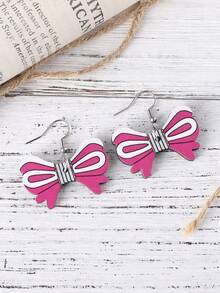 1 Pair Retro Valentine's Day Earrings, Pink Cute Wooden Butterfly Double-Sided Pendant Earrings, Women's Valentine's Day Jewelry Gift - Color - View 2