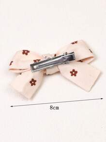 5 对女孩棕色碎花蝴蝶结发夹、蝴蝶结发夹、格子布发饰，适合日常生活、度假、返校 - 彩色 - 查看 5