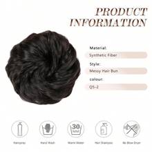 Messy Bun Hair Piece Tousled Updos Curly Wavy Hair Buns Hair Piece for Women and Girls Messy Hair Bun Scrunchie Extensions for Daily Wear - Black - View 4