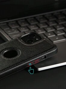 Funda protectora para teléfono de piel sintética con costuras, compatible con iPhone11/13/15 y S24 Ultra, resistente al agua, a los golpes, a las caídas y a los arañazos - Negro - Ver 4