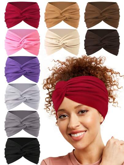 1pc Women's Wide Crossed Solid Color Headband, Fashionable Hair Accessory For Daily Wear Casual, Pink Accessories Turban Headband Sweatband, School Stuff, College, Headbands Fall Winter Hair Band Hair Accessories For Women For Vacation Outfits Woman Elegant Scarf Women Bandana Soft Headwrap