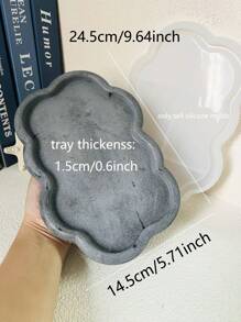 1 件可爱云朵托盘水泥模具 DIY 水磨石储物托盘硅胶模具小饰品展示托盘石膏环氧树脂模具 - 白色 - 查看 2