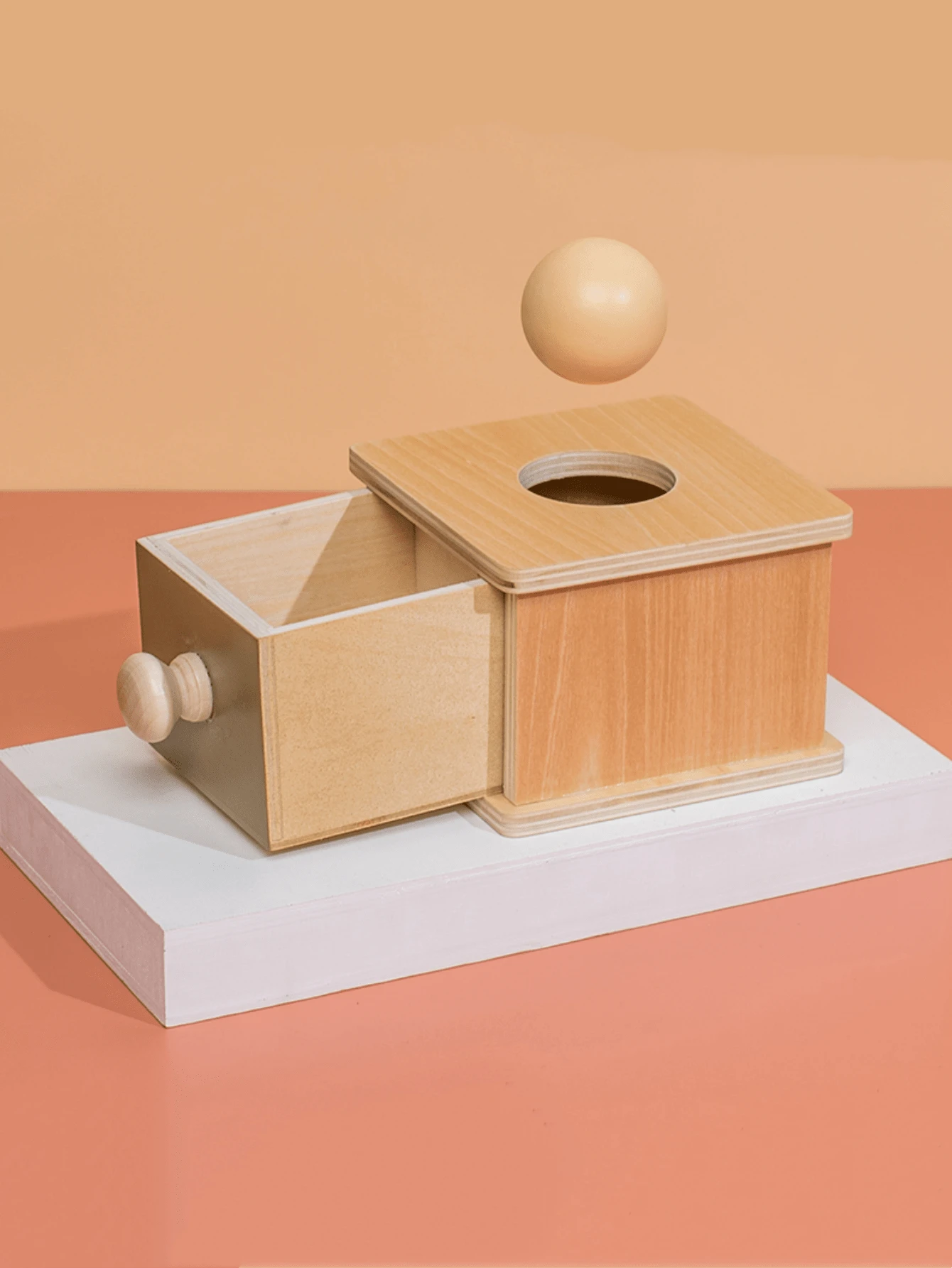 兒童教育玩具兒童蒙特梭利固定性物品盒錘盒馬卡龍木質玩具球紡織鼓抽屜盒