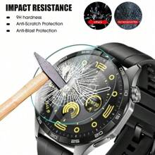 2 piezas Protectores de pantalla de vidrio 3D resistentes a los arañazos para Watch GT 1 GT 2 GT 4 de 46mm y 41mm, y Galaxy Watch 5 6 7 Ultra FE de 40/44/43/47mm