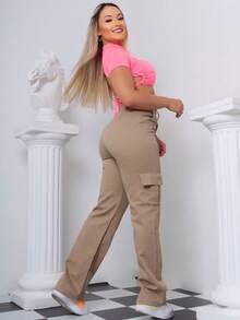 Women Pants - Khaki - View 2