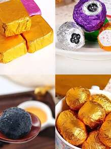 200入組金色鋁箔巧克力糖果包裝紙，DIY派對婚禮生日聖誕節配件，3.54*3.54in，金色家用空氣炸鍋蘸醬料紙，可用於烘焙和炸鍋 - 金色 - 查看 8