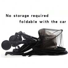 Baby Stroller Mosquito Net, Universal Infant Pushchair Full Cover Anti-Mosquito, Foldable Sunshade Mesh Canopy - Black - View 3