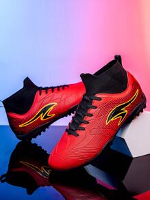 Men's Football Shoes Anti-Skid Nail Professional High-Top Breathable Sports Boots For Outdoor Indoor - Red - View 9