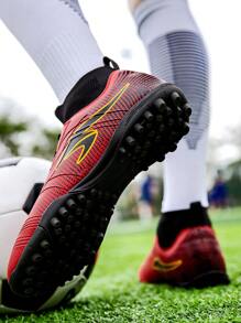 Men's Football Shoes Anti-Skid Nail Professional High-Top Breathable Sports Boots For Outdoor Indoor - Red - View 5