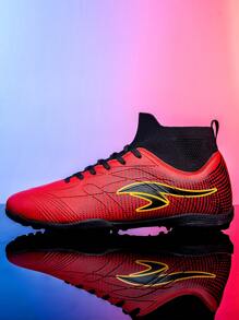 Men's Football Shoes Anti-Skid Nail Professional High-Top Breathable Sports Boots For Outdoor Indoor - Red - View 7