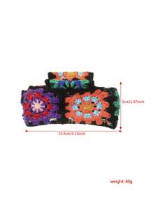 1pc Knitted Flower Hair Claw (Random Color/Position) Summer Outfits Hair Clips Beach Accessories - Multicolor - View 6