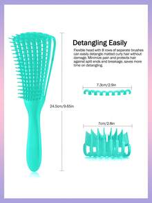 1把女性毛絨髮帶造型梳,光滑髮梳,章魚梳,光滑髮大彎梳,按摩梳,適用於家庭或旅行使用 - 彩色 - 查看 3
