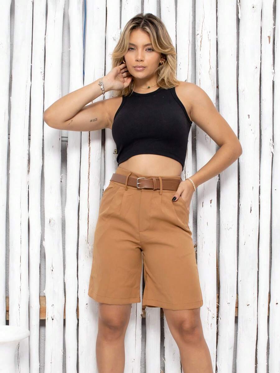 Women Shorts - 棕色的 - 查看 1