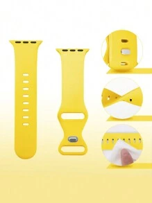 2-in-1 Band und Hülle Set, gelbes weiches und bequemes Silikon Sportarmband, ultradünne gehärtete Glas Bildschirmschutzfolie Hülle, kompatibel mit Apple Watch Series Ultra/SE/11/10/9/8/7/6/5/4/3/2/1, kompatibel mit Apple Watch Bändern 38/40/41/42/44/45/46/49mm - Gelb - Übersicht 3
