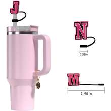 Nắp ống hút chữ cái viết tắt bằng silicon dễ thương 0,4in cho cốc, ống hút chống bụi có thể tái sử dụng, phụ kiện trang trí cá nhân cho cốc (màu hồng), nhà bếp, quà tặng giáng sinh, đồ dùng học tập - Hồng - Xem 5