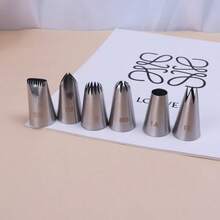 6pcs Vintage Cake Decorating Tips Stainless Steel Baking Tool For Butter Cream Frosting And Other Uses - Silver - View 8