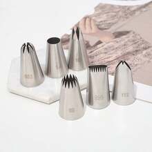 6pcs Vintage Cake Decorating Tips Stainless Steel Baking Tool For Butter Cream Frosting And Other Uses - Silver - View 5