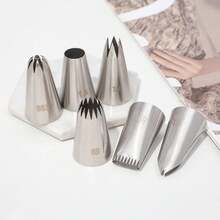 6pcs Vintage Cake Decorating Tips Stainless Steel Baking Tool For Butter Cream Frosting And Other Uses - Silver - View 6