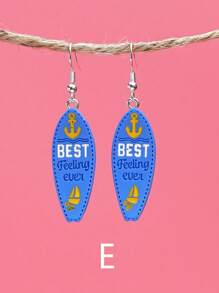 1 件海洋风格 3D 冲浪板和救生圈形状耳环，个性化时尚耳饰 - 彩色 - 查看 6