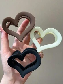 4 chiếc Kẹp/Kẹp tóc bằng nhựa nhẹ hình trái tim màu đen, trắng và nâu, Phụ kiện tóc thời trang và thanh lịch Thích hợp để mặc hàng ngày, rửa mặt, tắm, tạo kiểu tóc, trang điểm và kết hợp quần áo - Nhiều màu - Xem 4