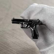1pc Fashionable Men's Retro Personality Punk Gun Ring - 金色 - 查看 6