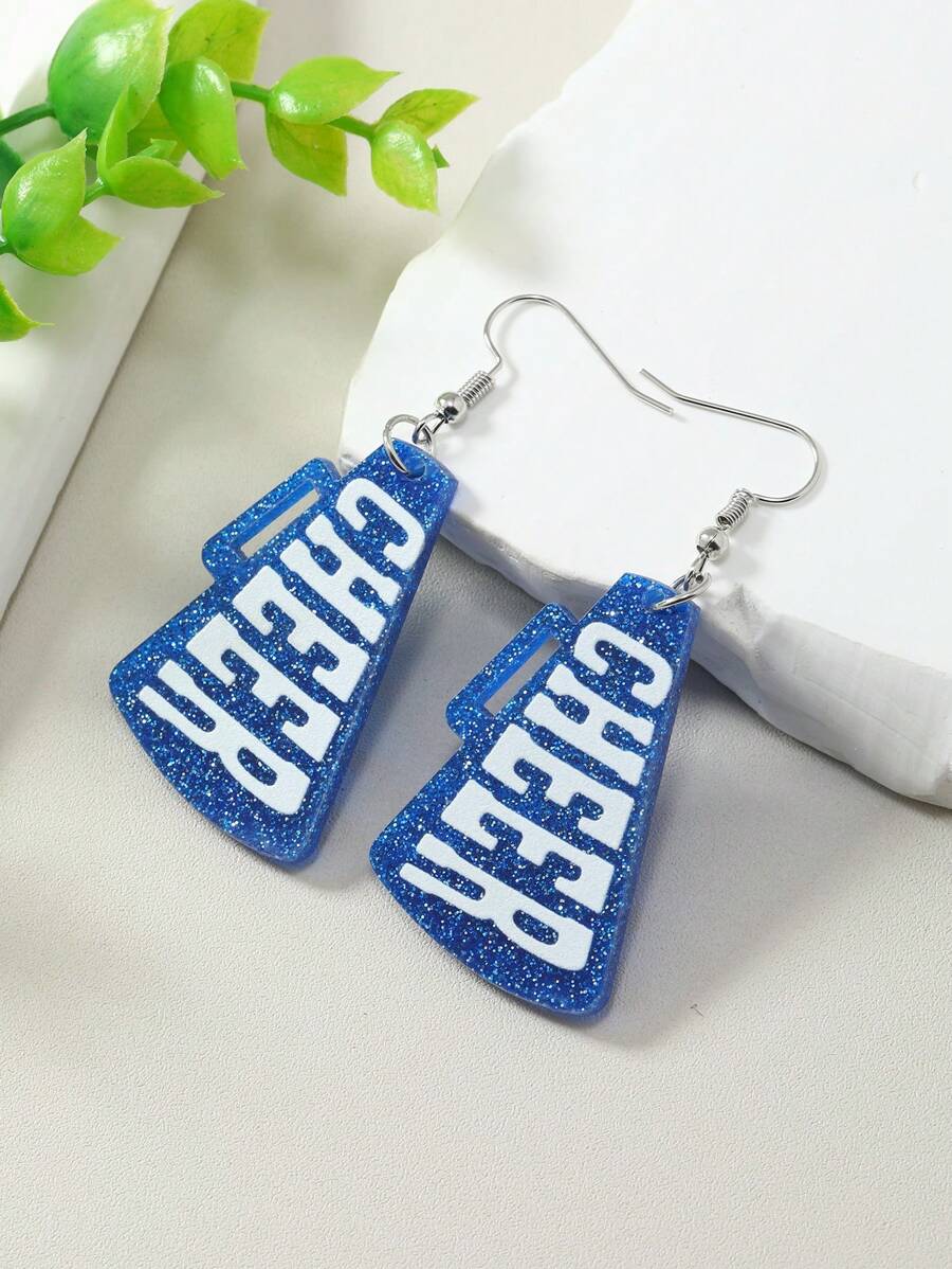 1 Pair Fashion Acrylic Horn-Shaped "CHEER" Letter Pattern Earrings - Earrings - View 1