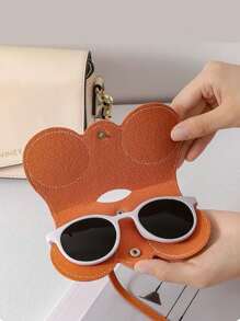 1個可攜式pu皮眼鏡收納袋,女性專用的太陽眼鏡盒配有夾子,時尚的近視眼鏡盒 - 彩色 - 查看 2