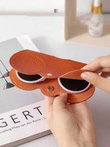 1個可攜式pu皮眼鏡收納袋,女性專用的太陽眼鏡盒配有夾子,時尚的近視眼鏡盒 - 彩色 - 查看 3